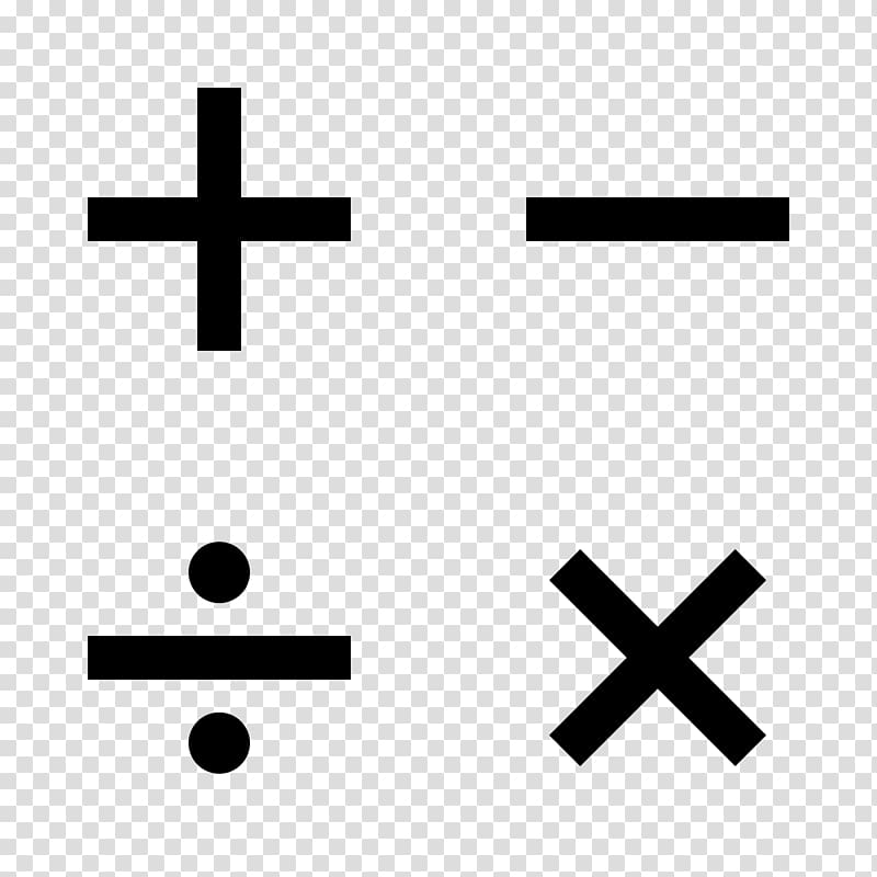 Multiplication Plus and minus signs Subtraction Division.