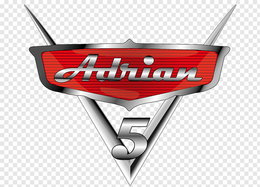 Red and black Adrian 5 logo, Lightning McQueen Logo Cars.
