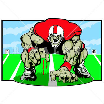 Sports Clipart Image of Color Football Player Graphic Field.