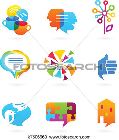 Clipart of Collection of social media and network icons k7506663.
