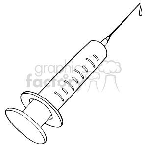 Hypodermic needle dripping clipart. Royalty.