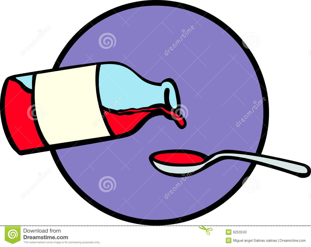 Medicine Jar And Spoon Vector Illustration Stock Photos.