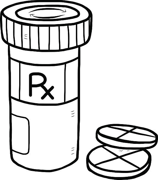 Best Black And White Cartoon Medical Pills Illustrations.