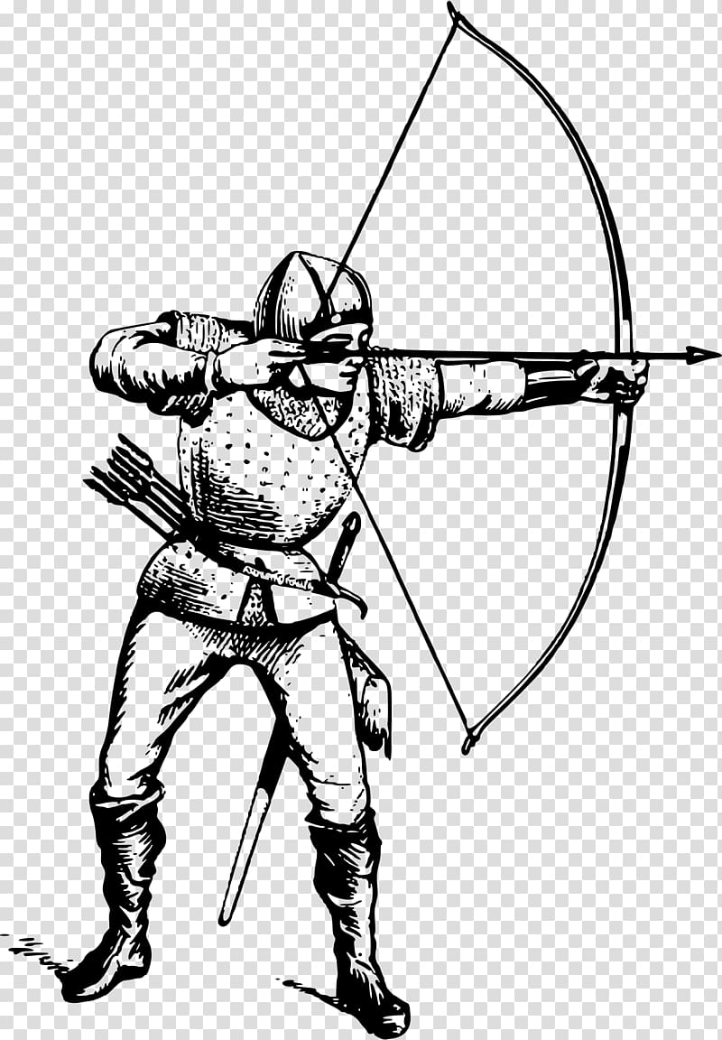 Middle Ages Archery Bow and arrow Drawing , archery.