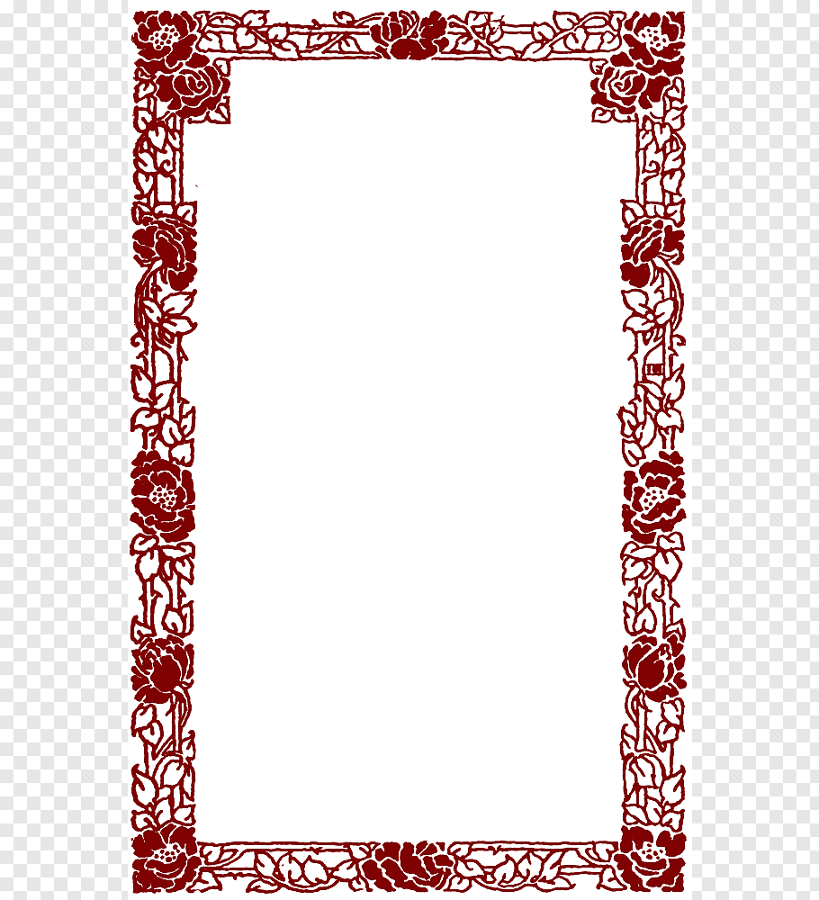 Rectangular red floral frame art, Late Middle Ages.