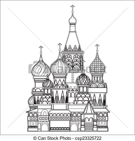 Vector Illustration of Saint Basil cathedral , Moscow, vector.