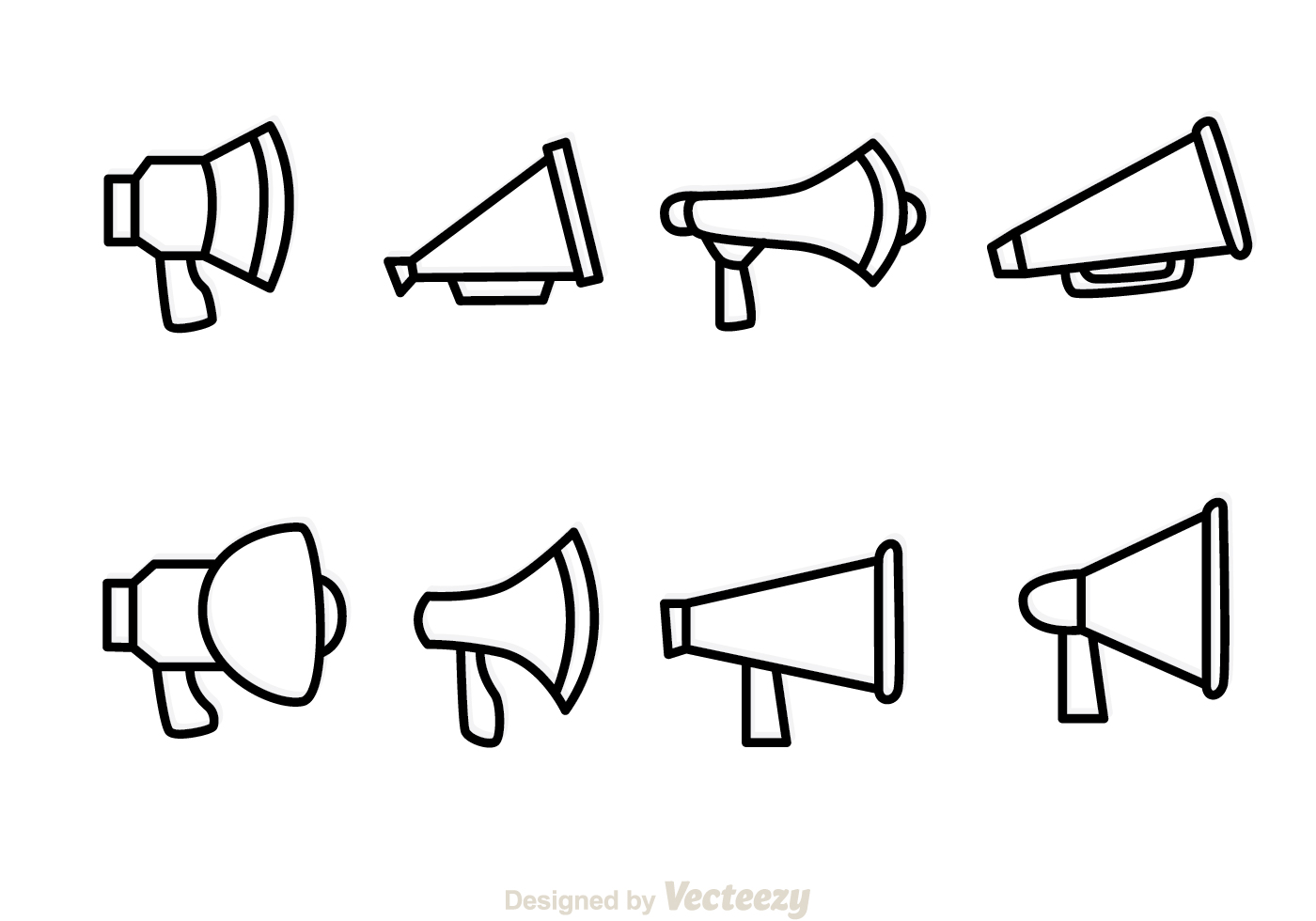 Megaphone Outline Icons.