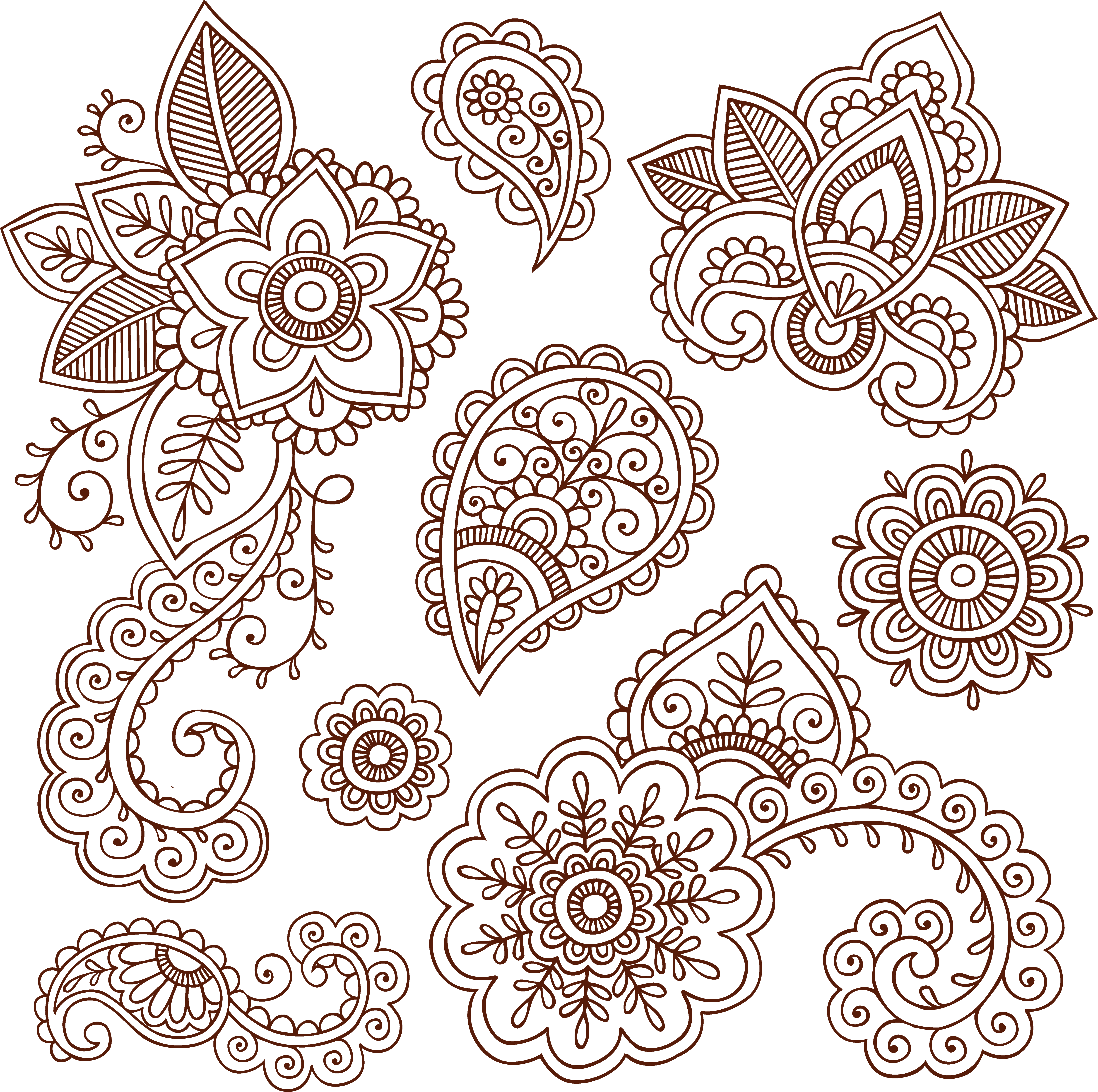 Tattoo Paisley Material Ham Pattern Henna Vector Clipart.