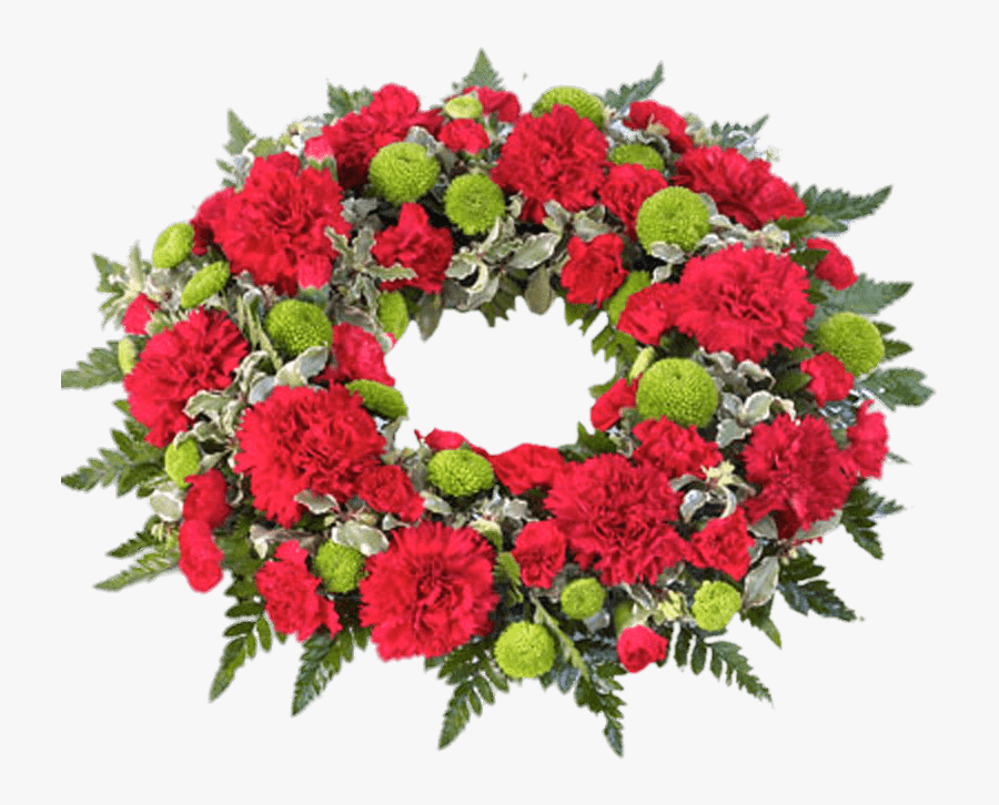 Red And Green Funeral Wreath.