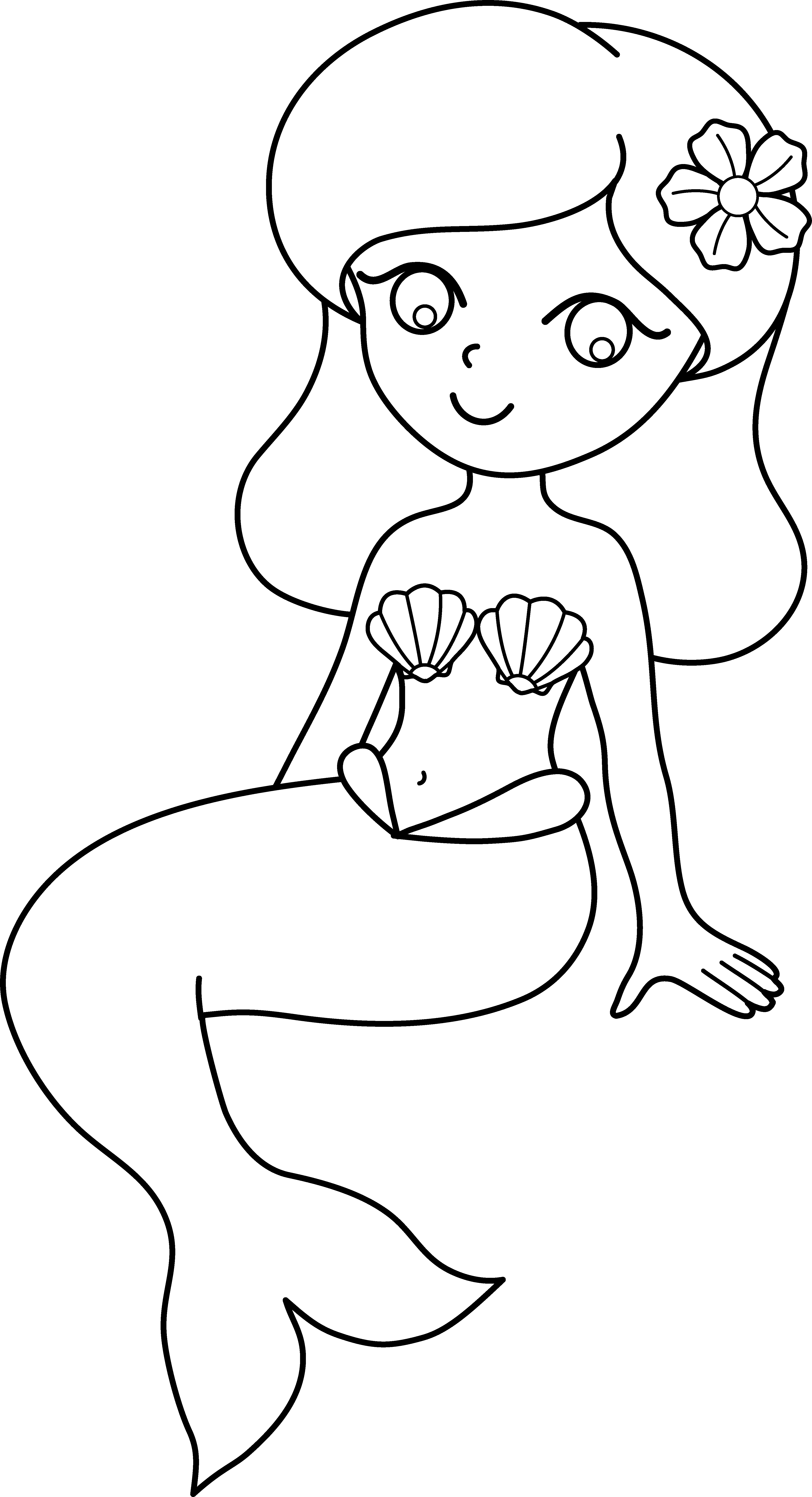 Mermaid Black And White Clipart.