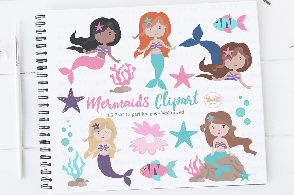 Mermaids Clipart Set.