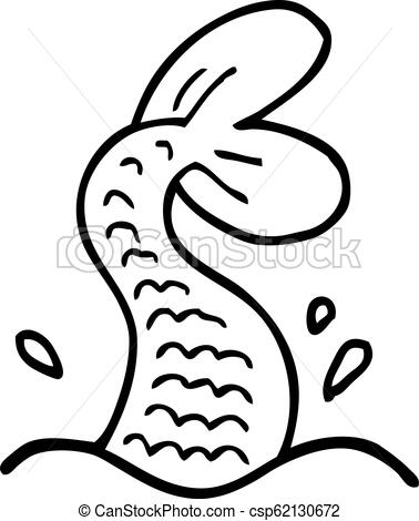 black and white cartoon mermaid tail.