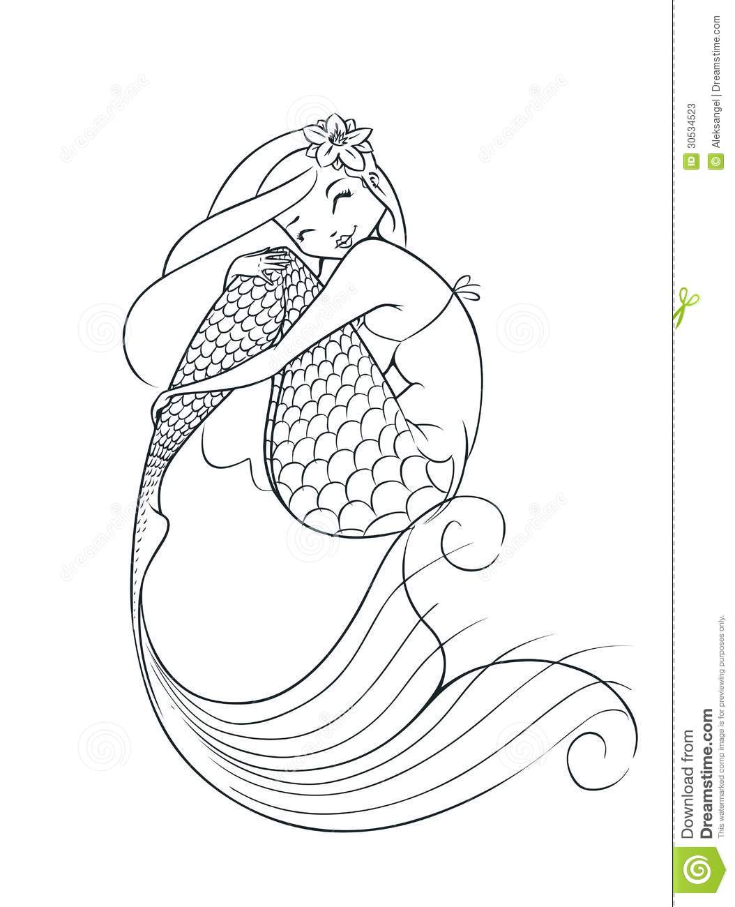 Mermaid Outline With Mermaid Tail Outline Clipart : Mermaid.