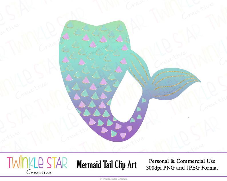 INSTANT DOWNLOAD, Mermaid Tail Clipart, Mermaid Digital Clip Art, Graphics,  Turquoise, Purple, Digital Images, PNG,Personal & Commercial Use.
