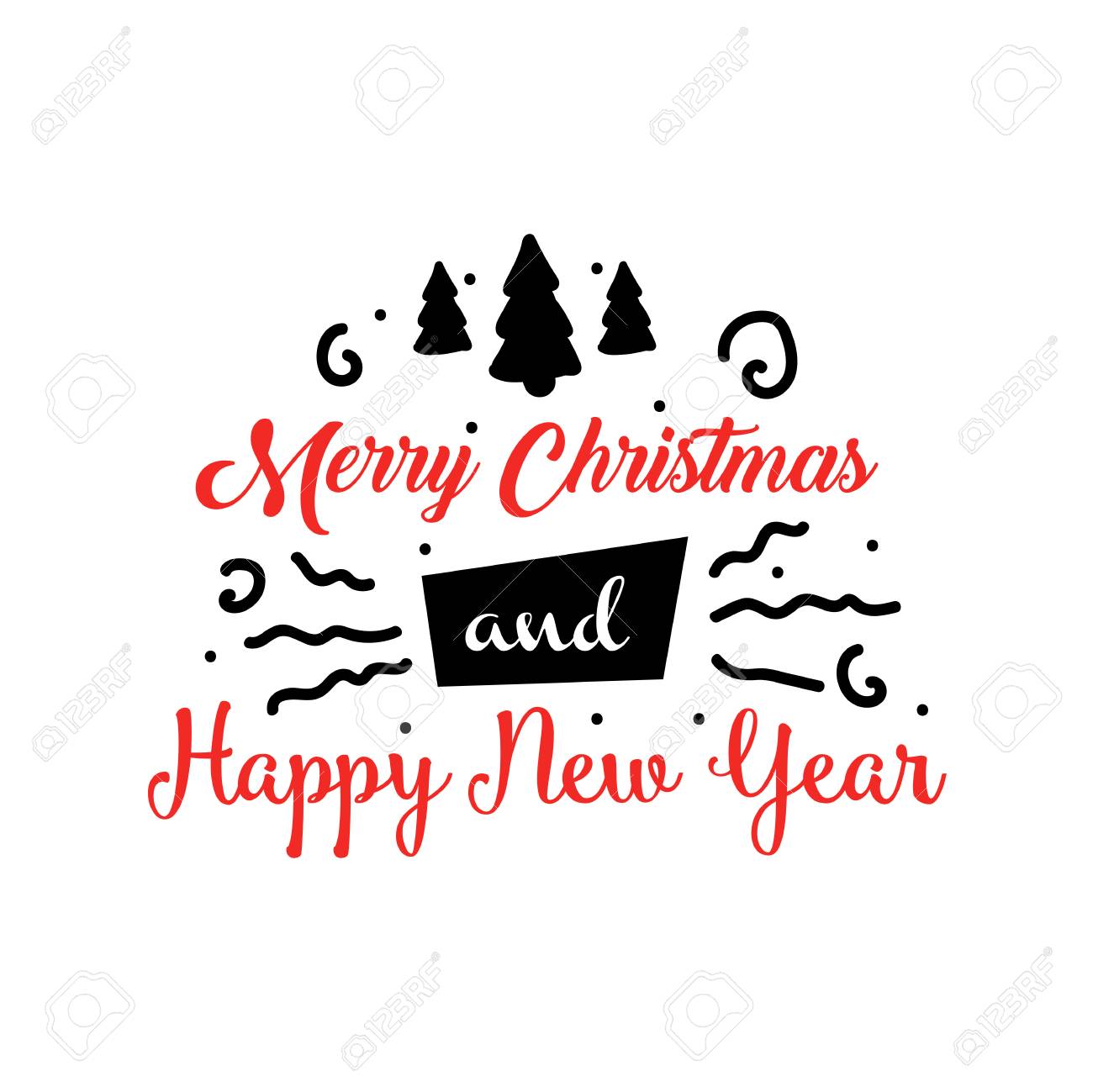 Banner or greeting card for Merry Christmas and Happy New Year.