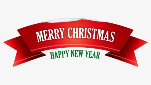Merry Christmas Red Snowy Banner Png Clipart.