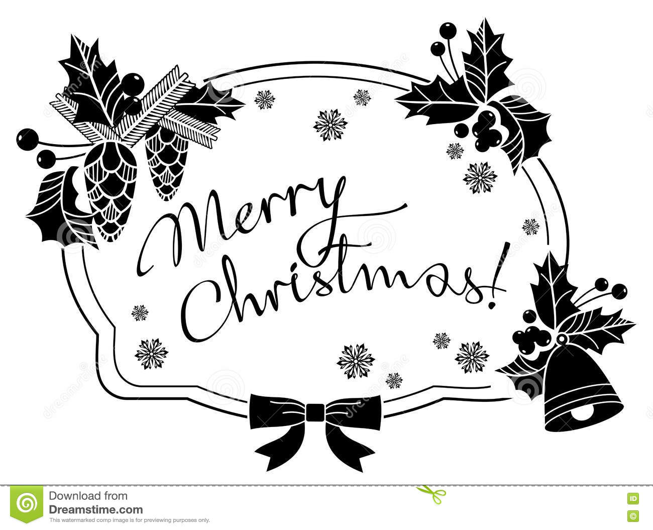 Merry Christmas Clip Art Black White