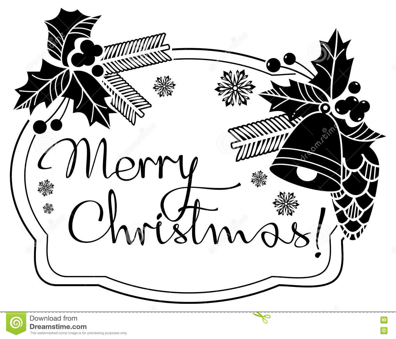 Christmas Label With Written Greeting `Merry Christmas.