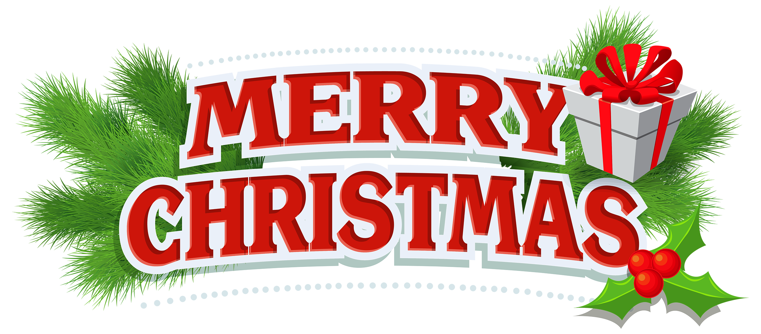 Merry Christmas Decor with Gift PNG Clipart.