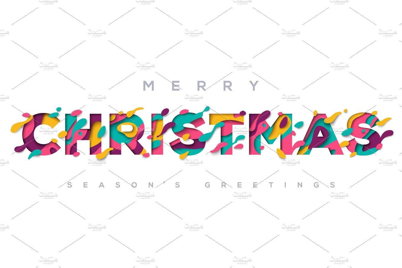 Merry Christmas typography on white background.