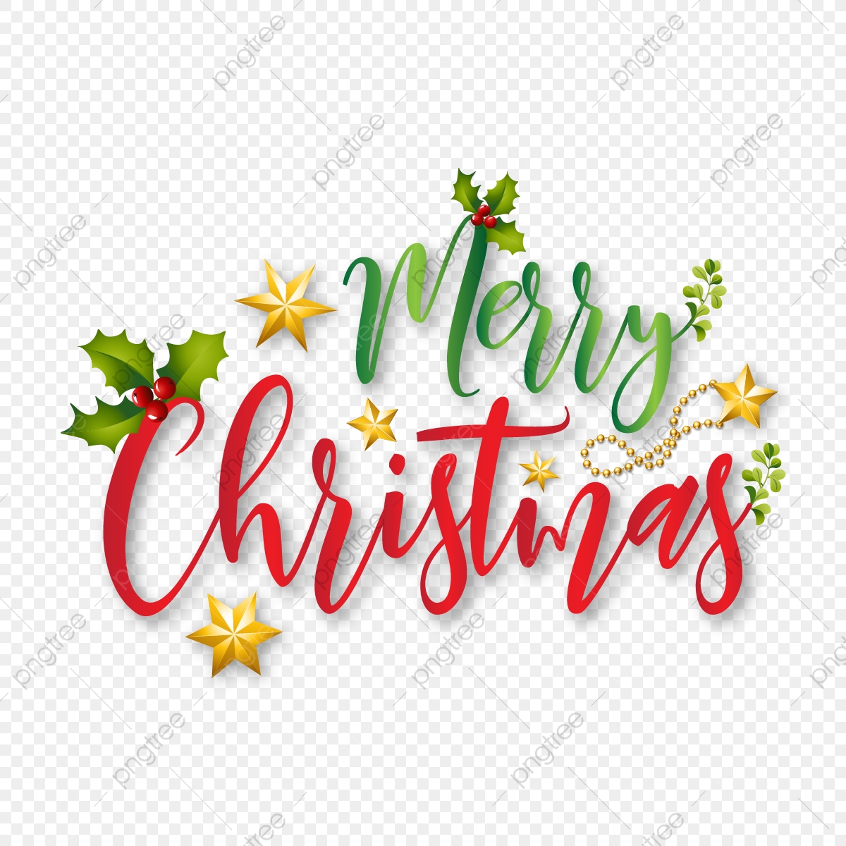 Merry Christmas Typography With Xmas Elements Vector.