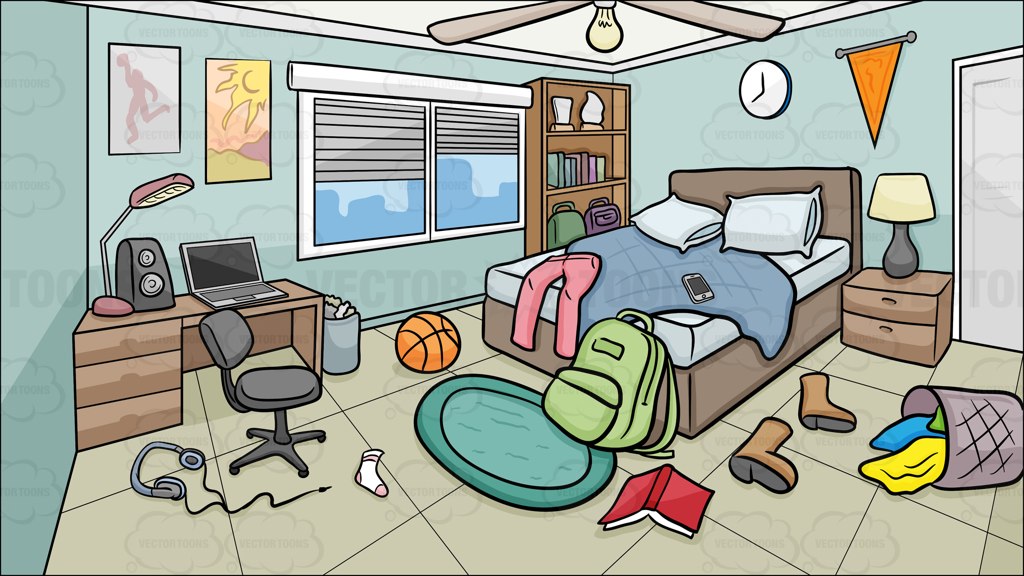 messy living room clipart