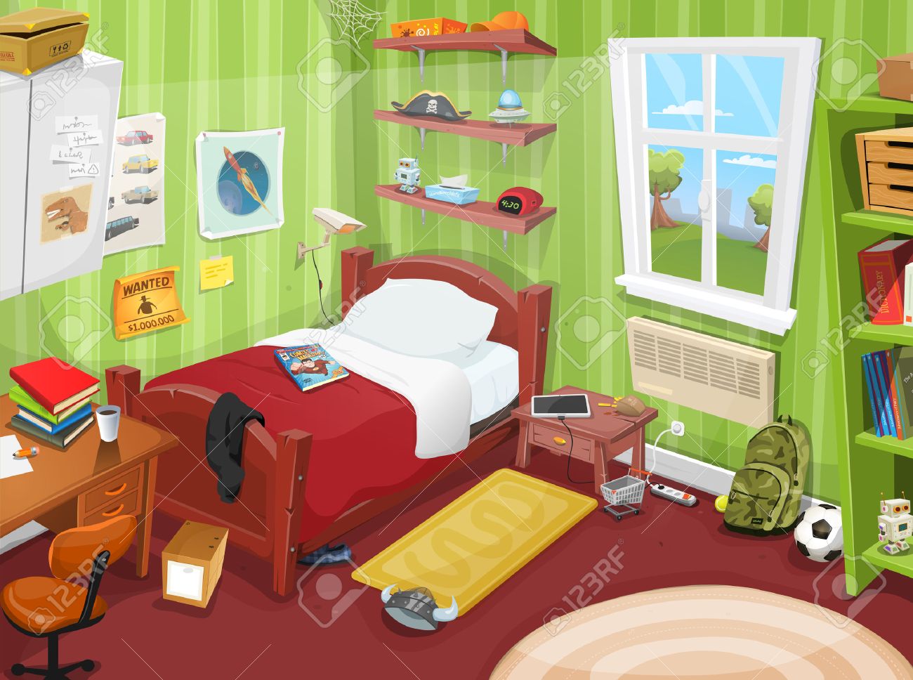 kid in living room clipart