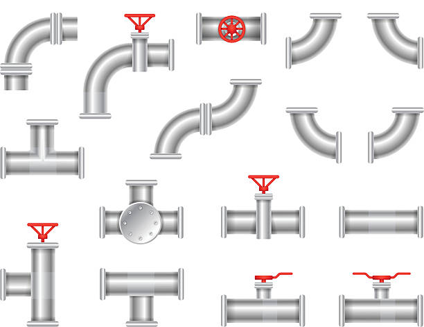 Valve Wheel And Steam Pipe Plumbing Clip Art, Vector Images.