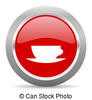 Espresso red metallic chrome web circle glossy icon Illustrations.