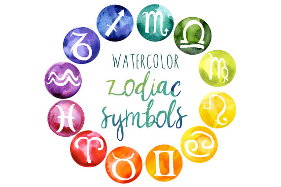 Watercolor Zodiac Clipart Rainbow by DigitalPressCreation on Etsy.