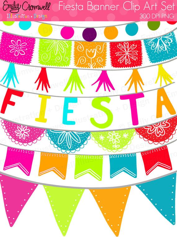Fiesta Banners Digital Clipart, Fiesta, Mexican Fiesta, Cinco De Mayo,  Fiesta Graphics, Instant Download, PNG Clipart.