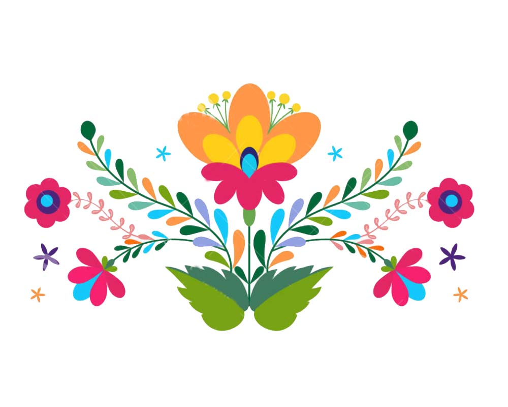 Mexican Flowers Clip Art.