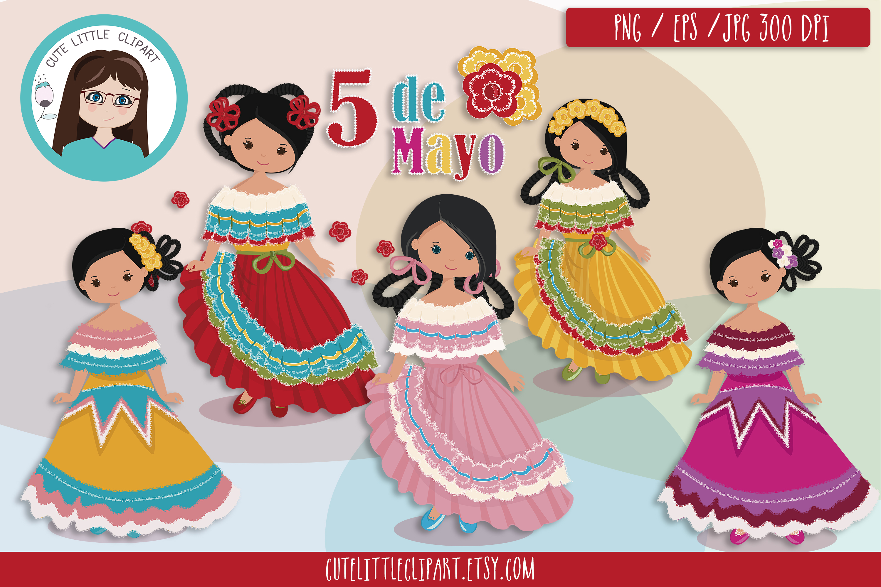 Cinco de Mayo Clipart, Mexican girls Clipart.