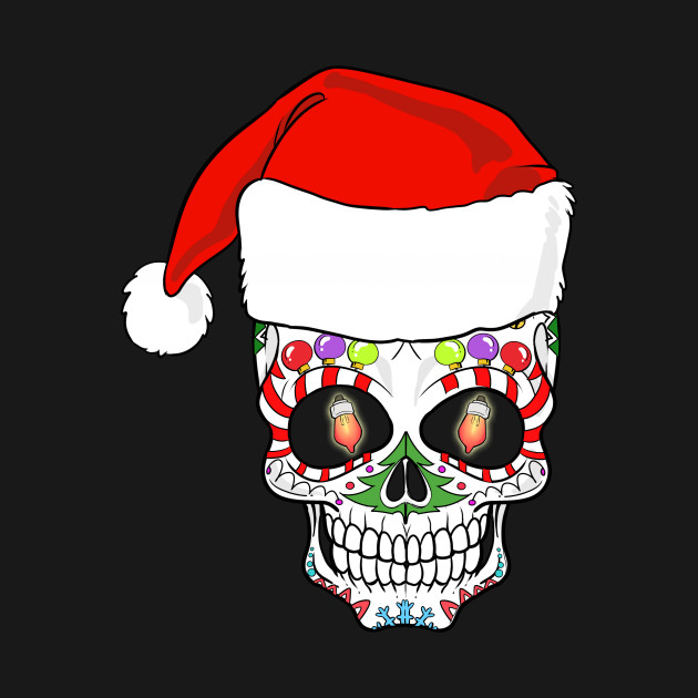 Mexican Sugar Skull Art Santa Holiday T.