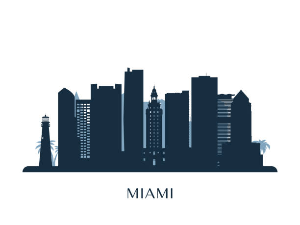Best Miami Skyline Illustrations, Royalty.
