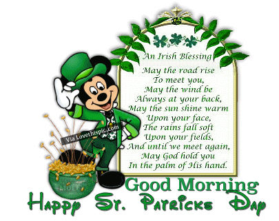Mickey Mouse Good Morning Happy St Patrick's Day Picture.