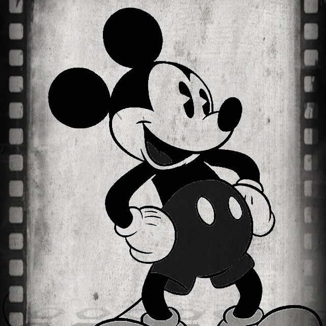 Mickey Mouse in black white.