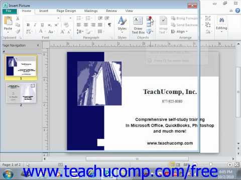 Publisher 2010 Tutorial Inserting Clip Art and Pictures Microsoft Training  Lesson 3.4.