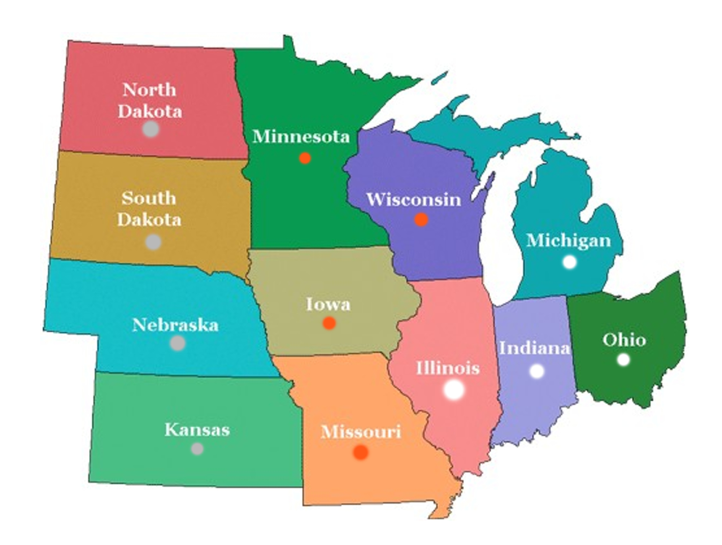 Printable Midwest States Map