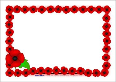 Remembrance Day poppy A4 page borders (SB1778).
