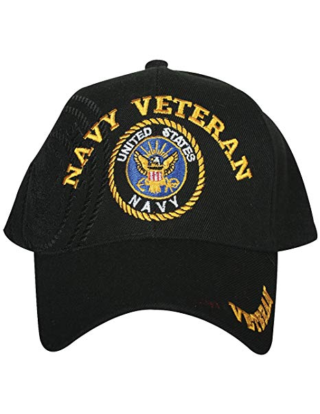Fox Outdoor US Navy Veteran Embroidered Military Branch Logo Baseball Cap  Hat Black.