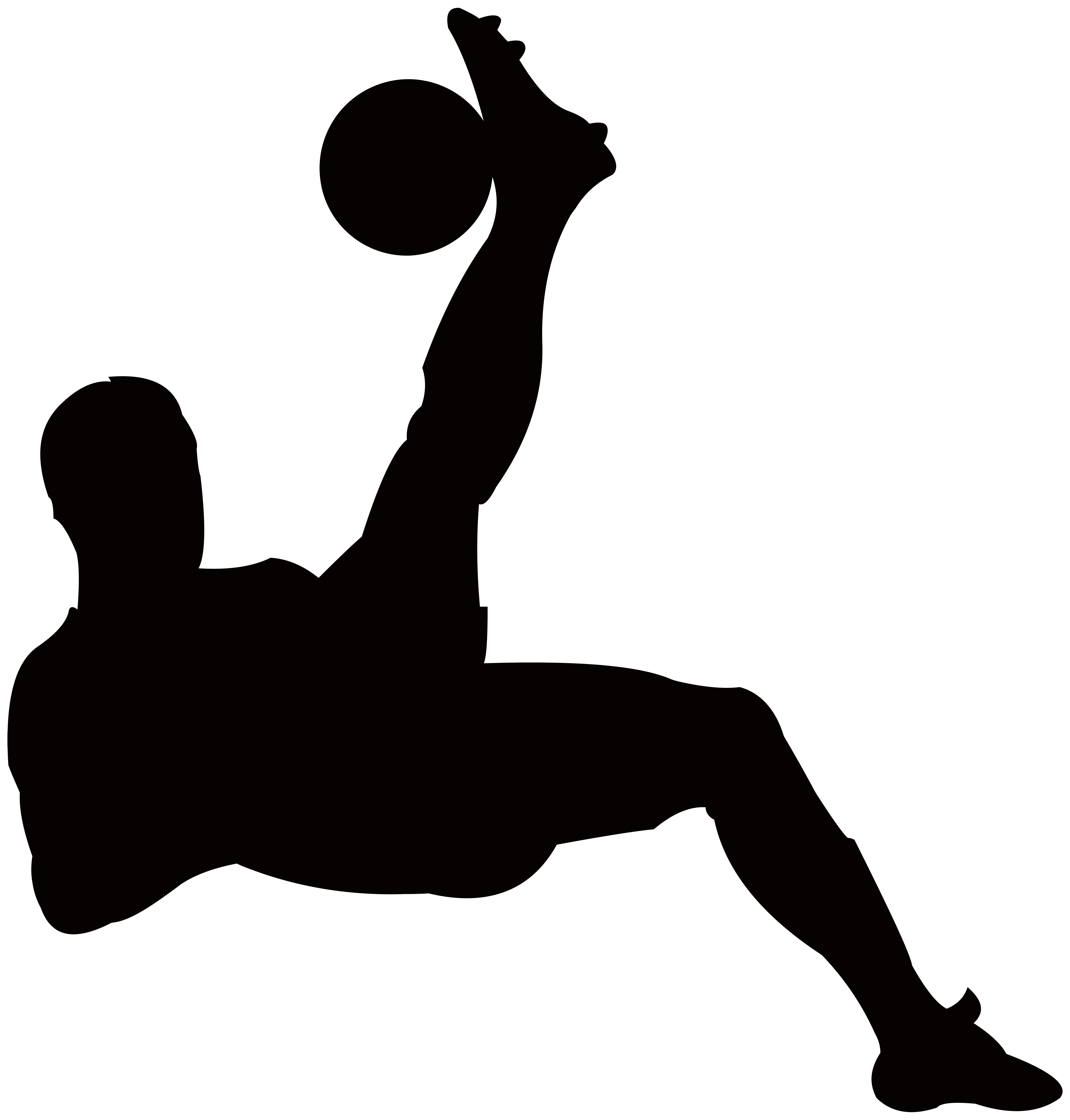 Football Player Silhouette Transparent PNG Clip Art Image.