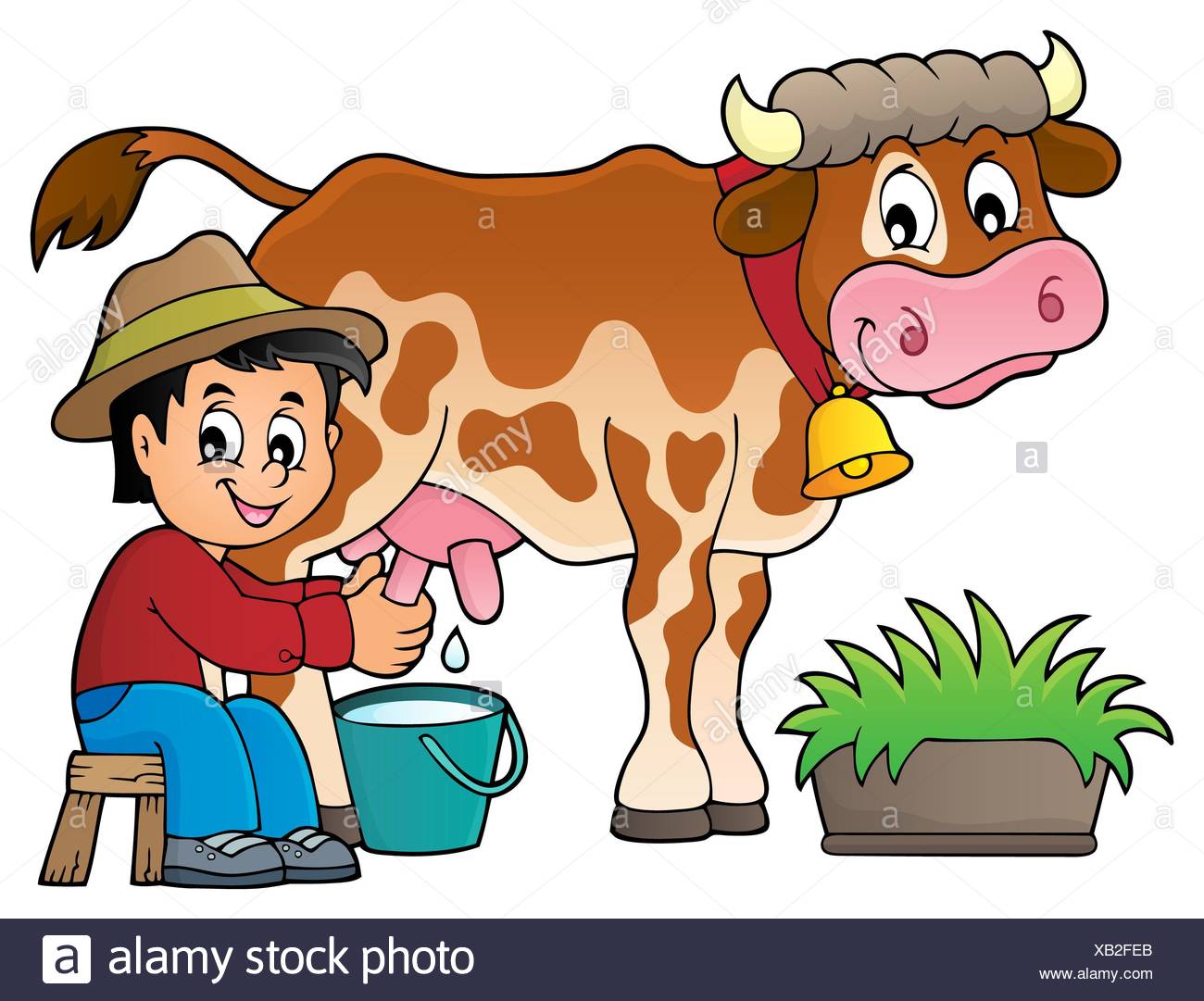 Farmer milking cow image 1 Stock Photo: 282183171.