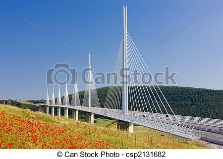 Stock Photo of Millau Viaduct, Aveyron Dï¿½partement, France.
