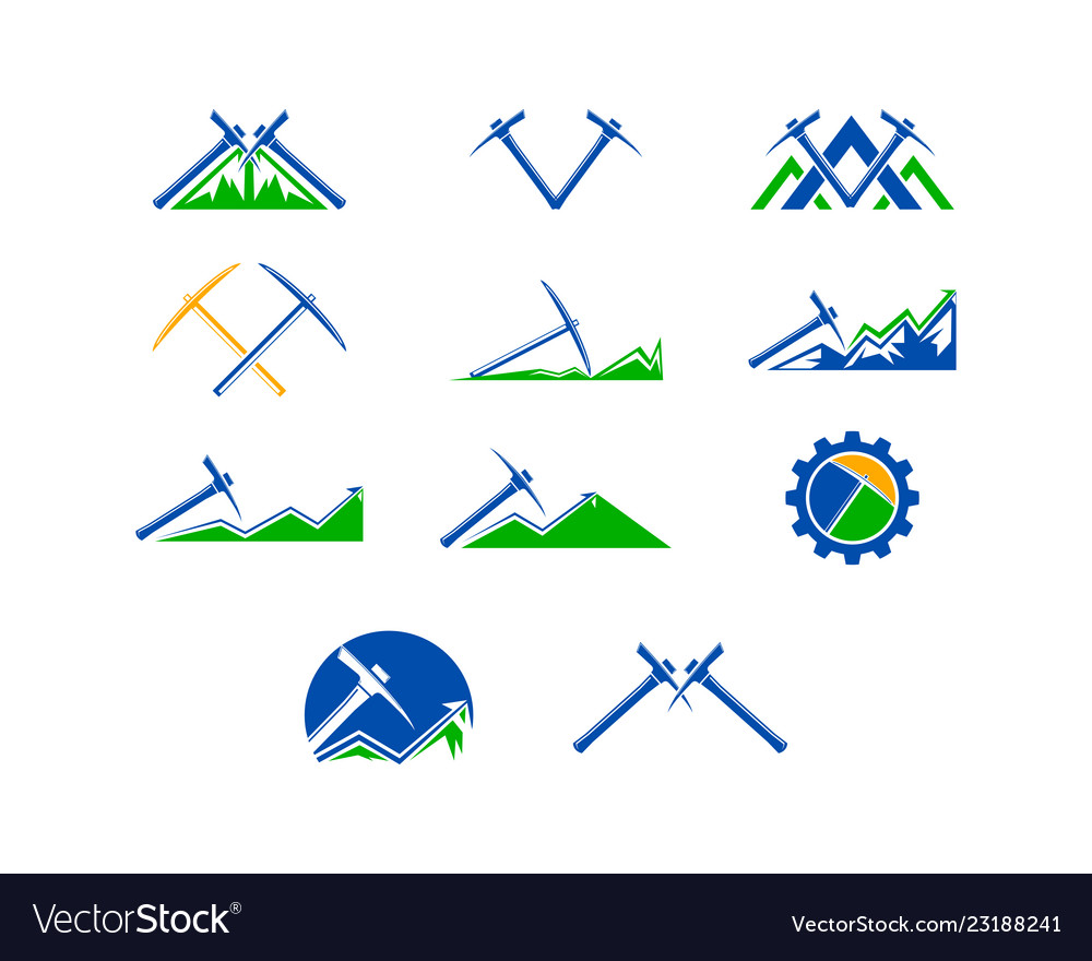 Set of mining logo design template.