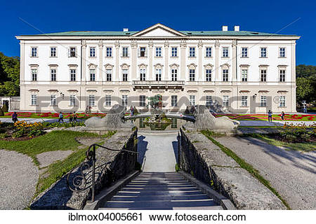 Stock Photography of "Mirabell Palace and Mirabell Gardens with.