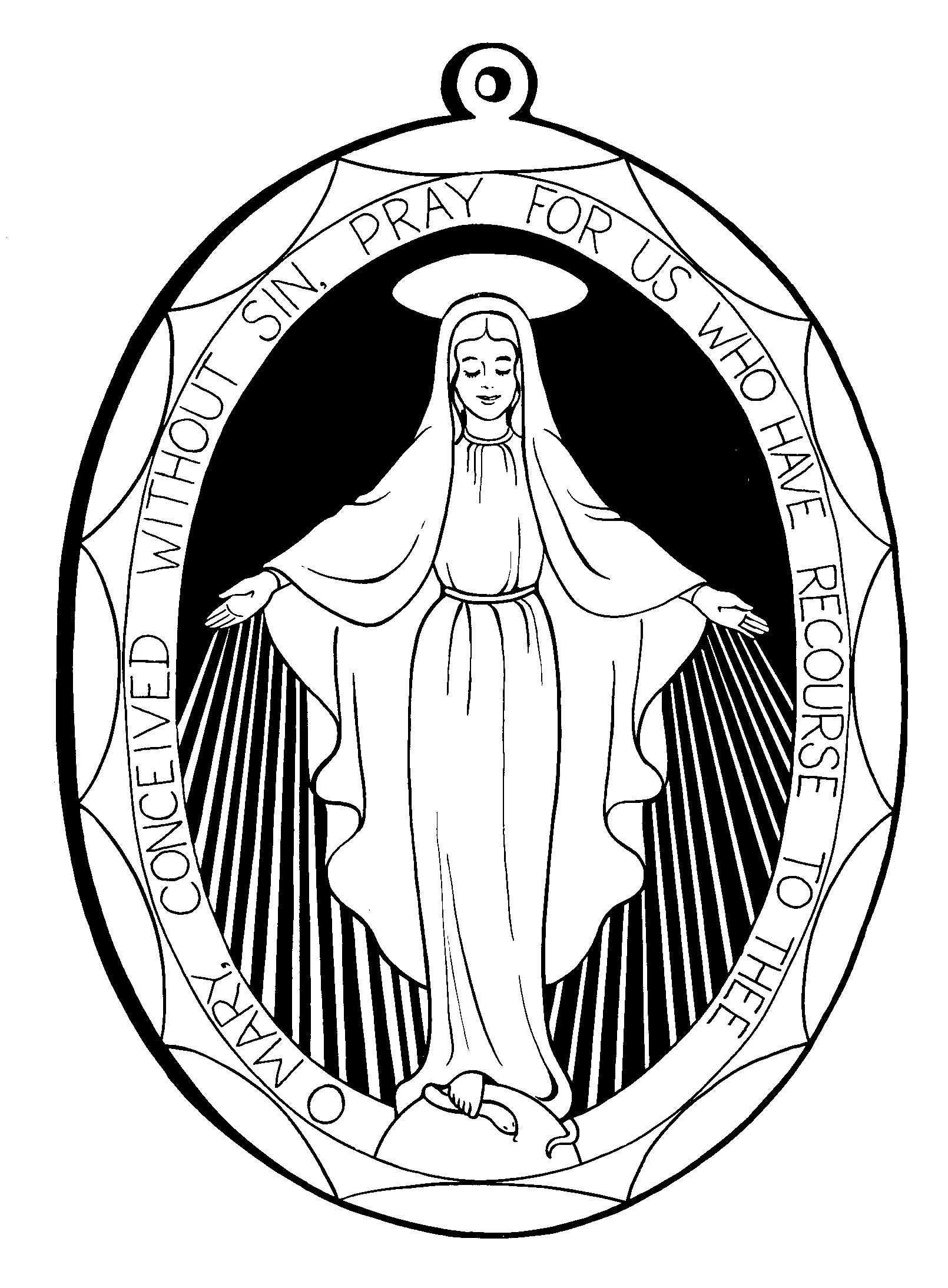 Miraculous Medal Coloring Pages, for December 8, Feast of.