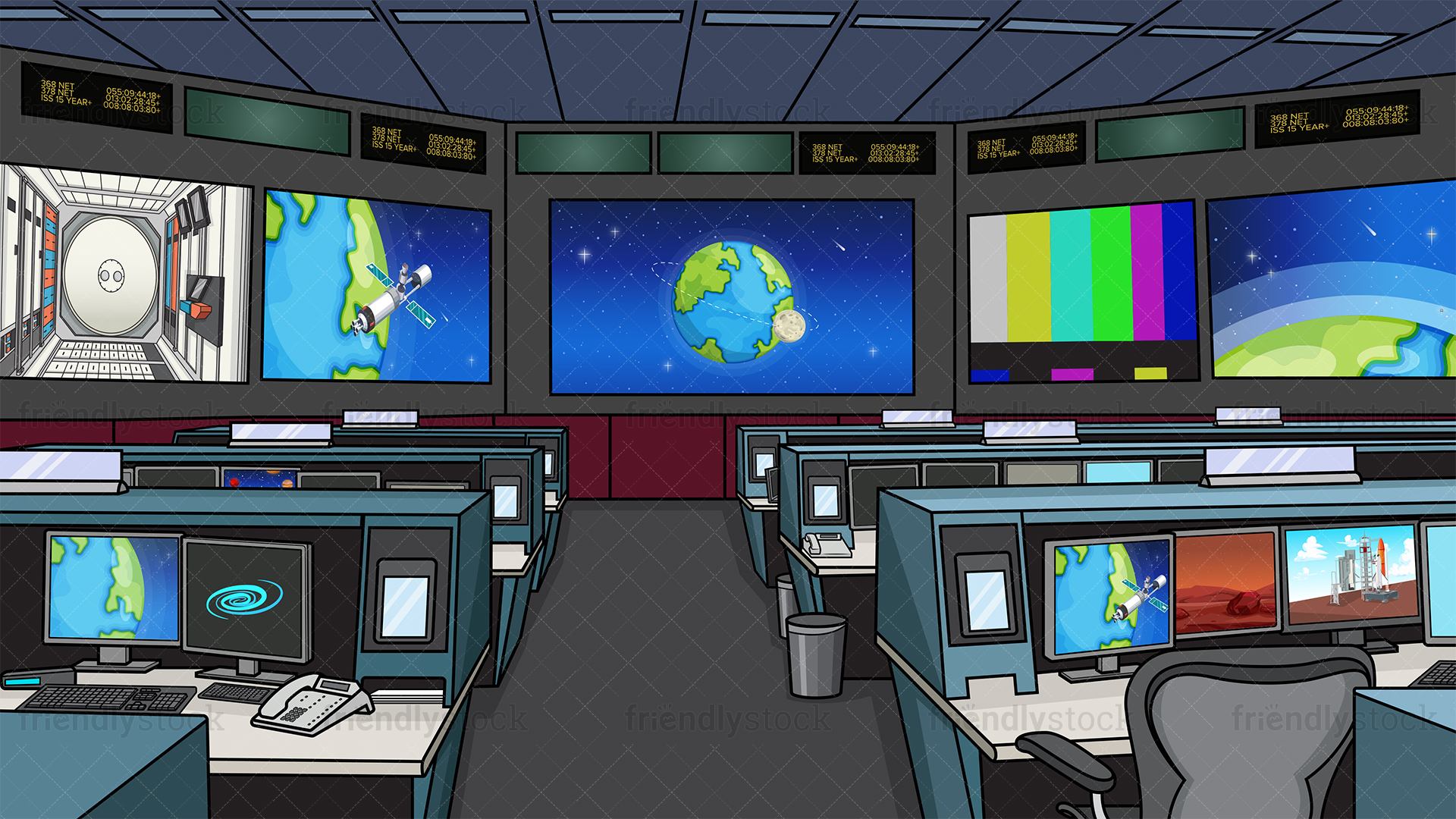 NASA Space Mission Control Center Background.