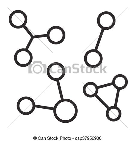 Molecules vector line illustration, icon, symbol, poster, logo. Molecules  drawing. Black and white.