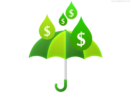 Money rain and umbrella (PSD), Vector Images.